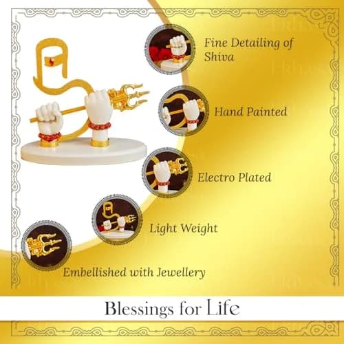 Ekhasa Resin Lord Shiva Hands with Trishul | Shiva Divine Hand Idol for Home & Car Decor thumbnail 2