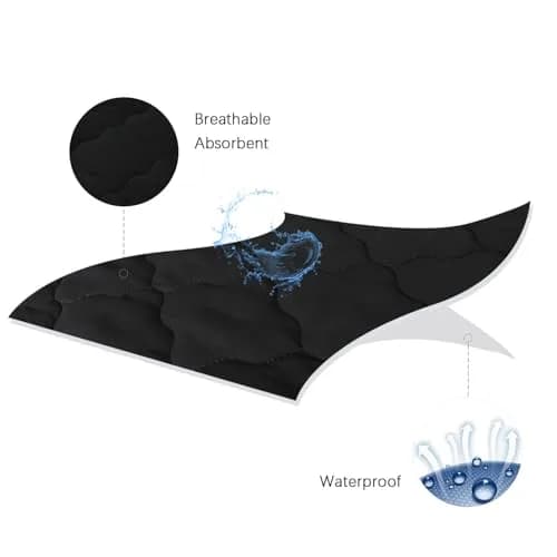Biloban Pack and Play Mattress Protector Waterproof Playard Mattress Pad Cover Black 38" x 26" | Fitted Sheet Style for Graco & Dream On Me thumbnail 2