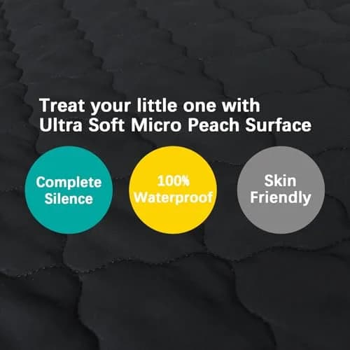 Biloban Pack and Play Mattress Protector Waterproof Playard Mattress Pad Cover Black 38" x 26" | Fitted Sheet Style for Graco & Dream On Me thumbnail 3