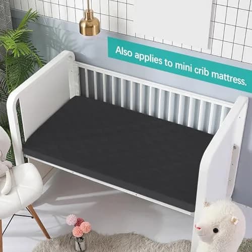 Biloban Pack and Play Mattress Protector Waterproof Playard Mattress Pad Cover Black 38" x 26" | Fitted Sheet Style for Graco & Dream On Me thumbnail 4