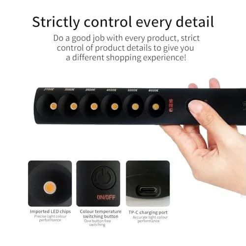 Yuecoom Portable Color Temperature Lamp Stick 2700K‑6000K 6 Modes | Photography Light Wand for Video Shooting thumbnail 4