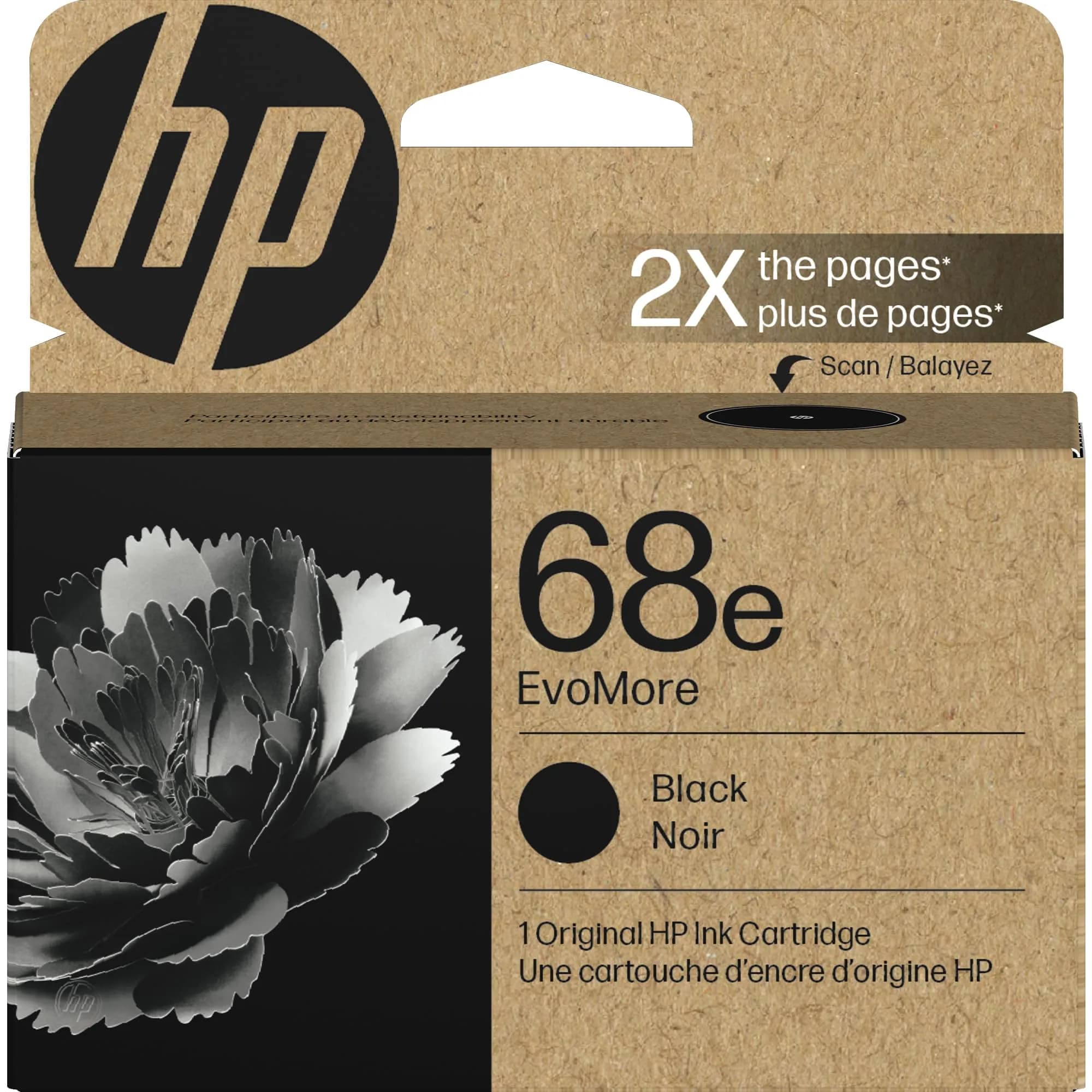 HP 68e EvoMore High Yield Black Ink Cartridge | 320 Pages | Carbon Neutral - main product image
