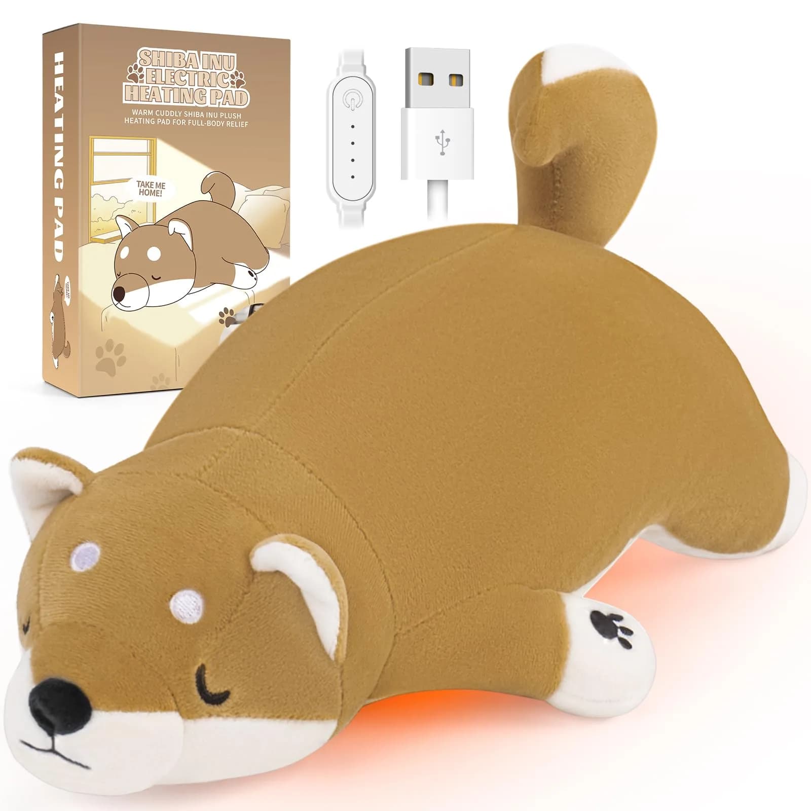 Auspicious beginning Shiba Inu Plush Heating Pad | USB Powered for Period Cramps & Neck Shoulder Pain Relief — Shiba Inu