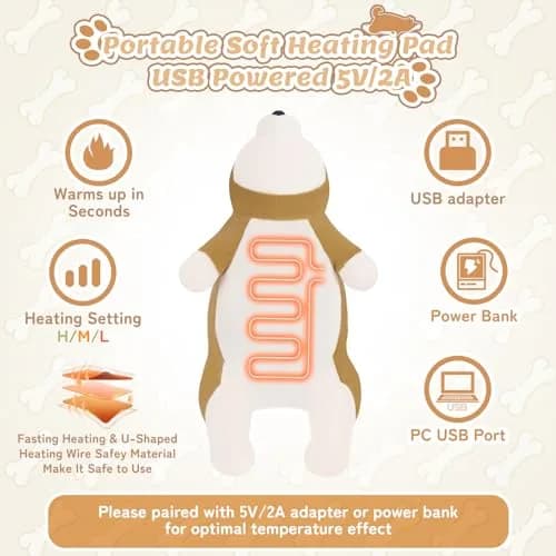 Auspicious beginning Shiba Inu Plush Heating Pad | USB Powered for Period Cramps & Neck Shoulder Pain Relief thumbnail 6