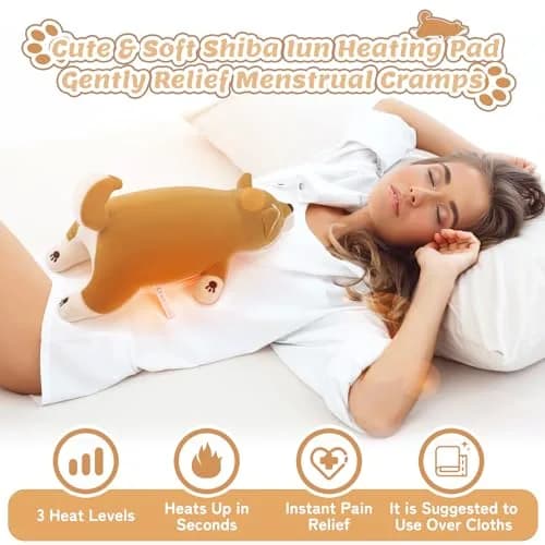 Auspicious beginning Shiba Inu Plush Heating Pad | USB Powered for Period Cramps & Neck Shoulder Pain Relief thumbnail 2