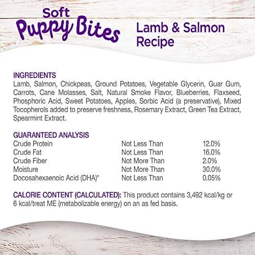 Wellness Soft Puppy Bites Lamb & Salmon Recipe Puppy Treats 16oz (454g) | Grain-Free Training Treats with DHA thumbnail 5