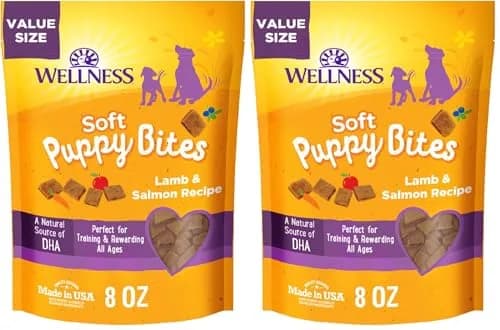 Wellness Soft Puppy Bites Lamb & Salmon Recipe Puppy Treats 16oz (454g) | Grain-Free Training Treats with DHA thumbnail 1