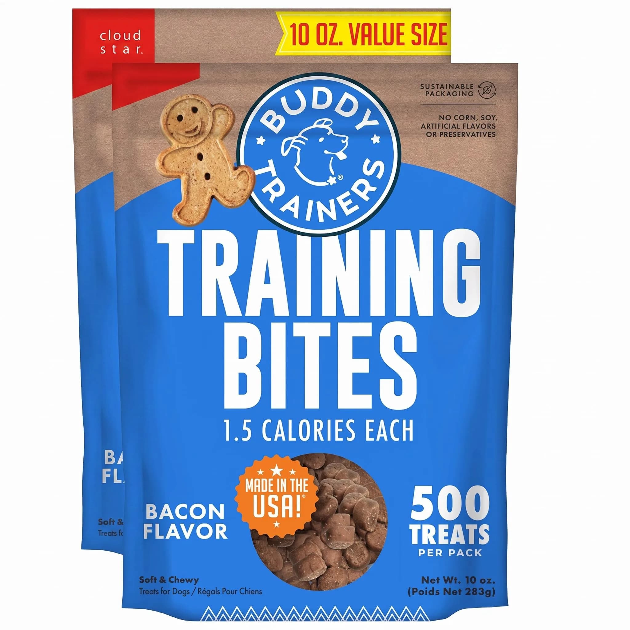 Buddy Biscuits Training Bites Bacon | Soft Chewy Dog Treats, 10 oz (Pack of 12) — Pack of 2