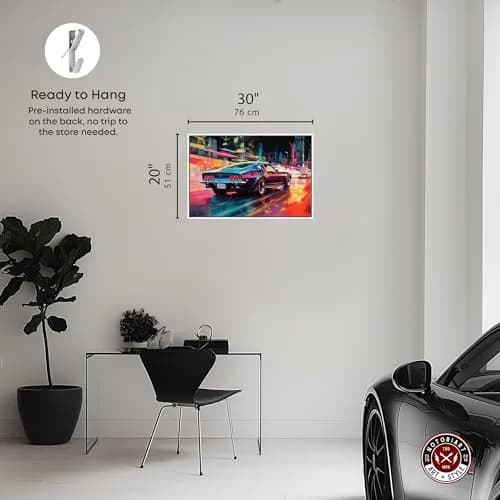 NotoriArt White Wall Art 31" x 21" | Modern Transportation Motif, Framed Canvas thumbnail 4