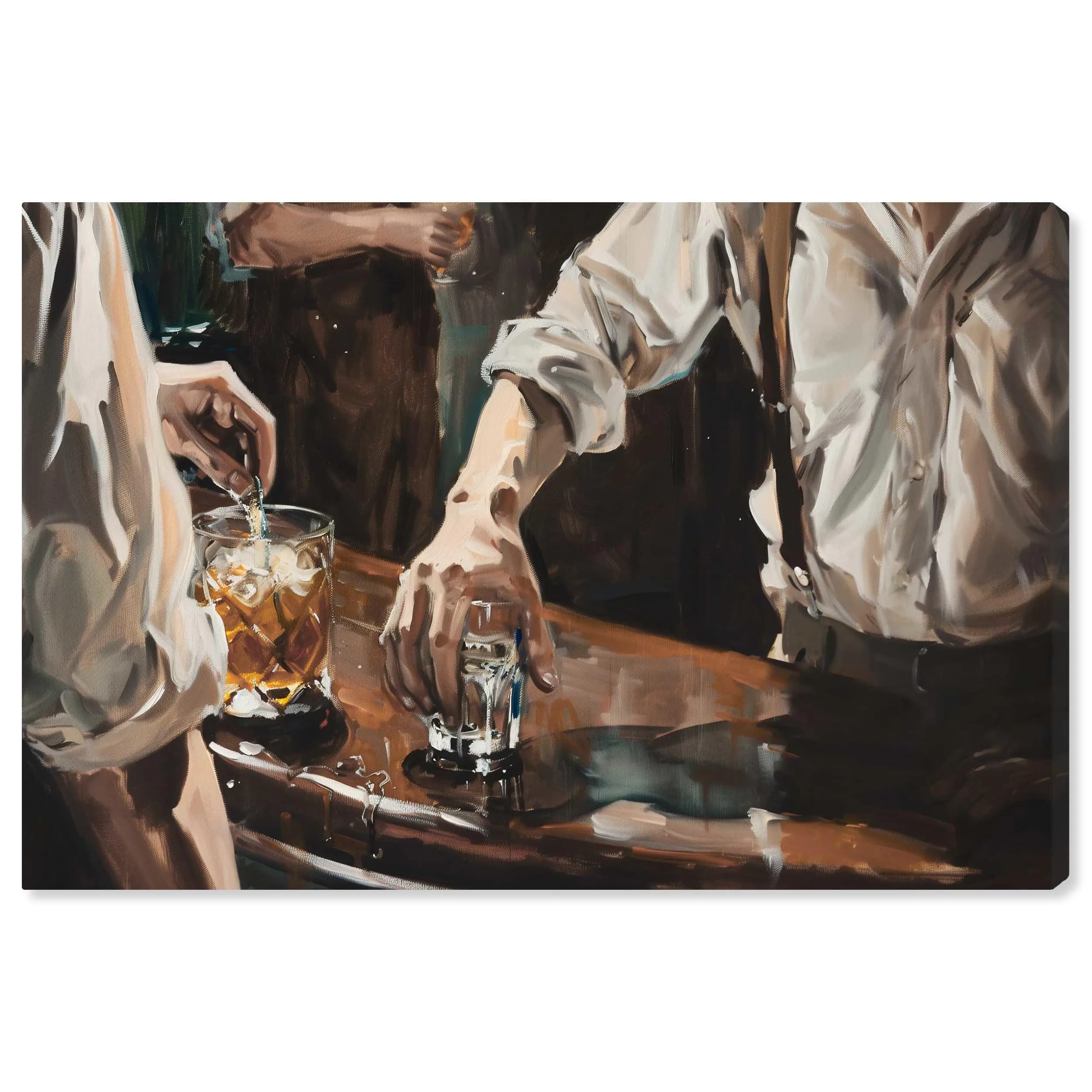 NotoriArt Together For Drinks Framed Wall Art 25" x 37" | Modern Food & Beverages Motif — Gallery Wrapped / 16"L x 24"W