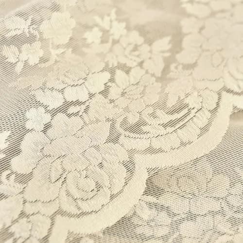 Kotile Beige Lace Valance Curtain for Kitchen Window 52 x 18 Inch | Vintage Floral Sheer Window Topper thumbnail 8