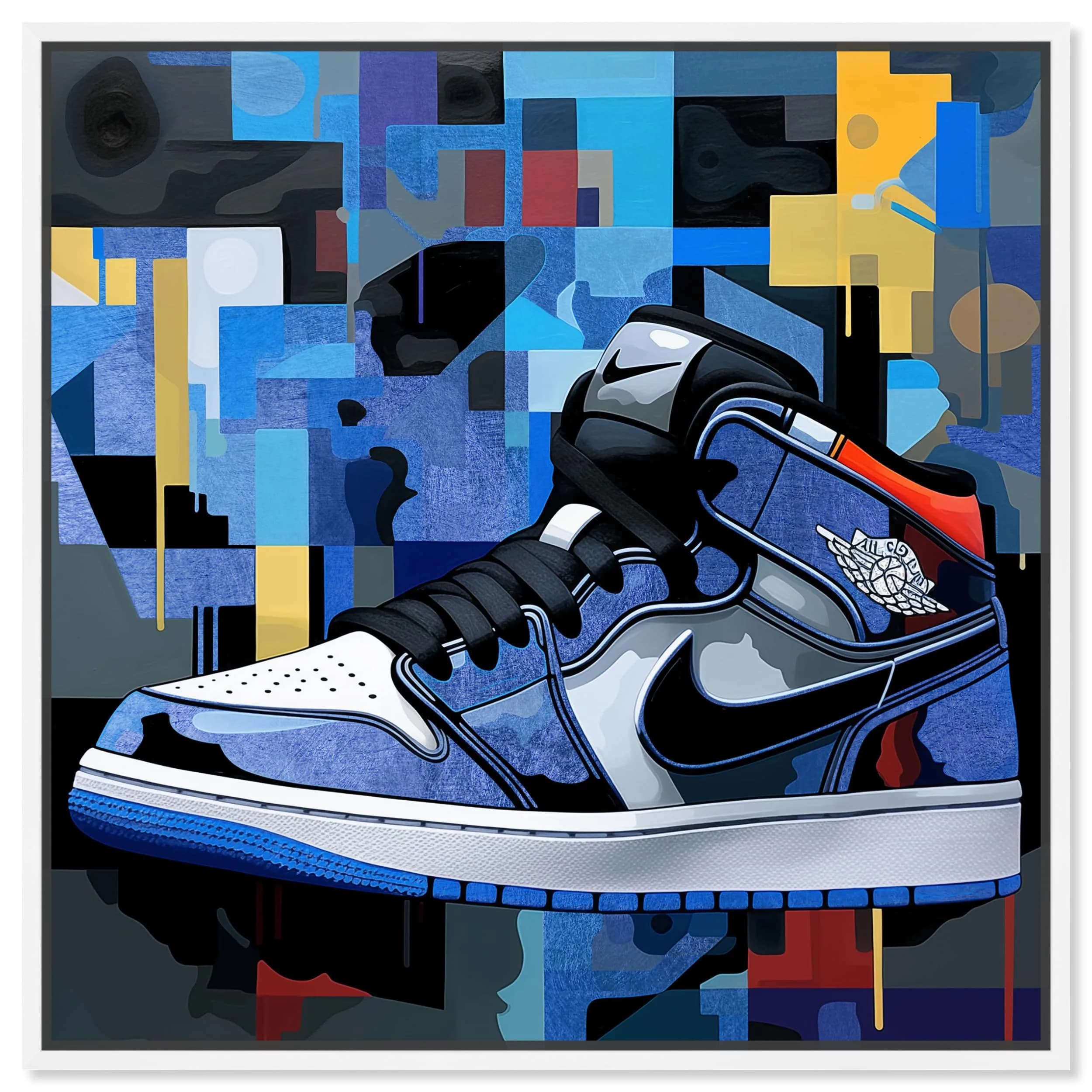 NotoriArt White Frame 25" x 25" Wall Art | Modern Canvas Artwork for Home