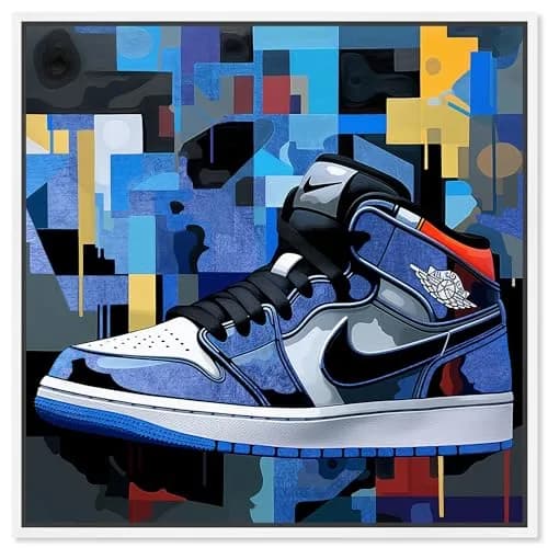 NotoriArt White Frame 25" x 25" Wall Art | Modern Canvas Artwork for Home thumbnail 1
