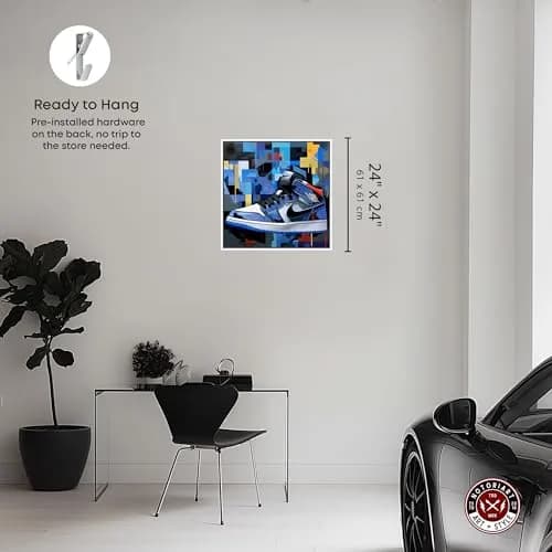 NotoriArt White Frame 25" x 25" Wall Art | Modern Canvas Artwork for Home thumbnail 4