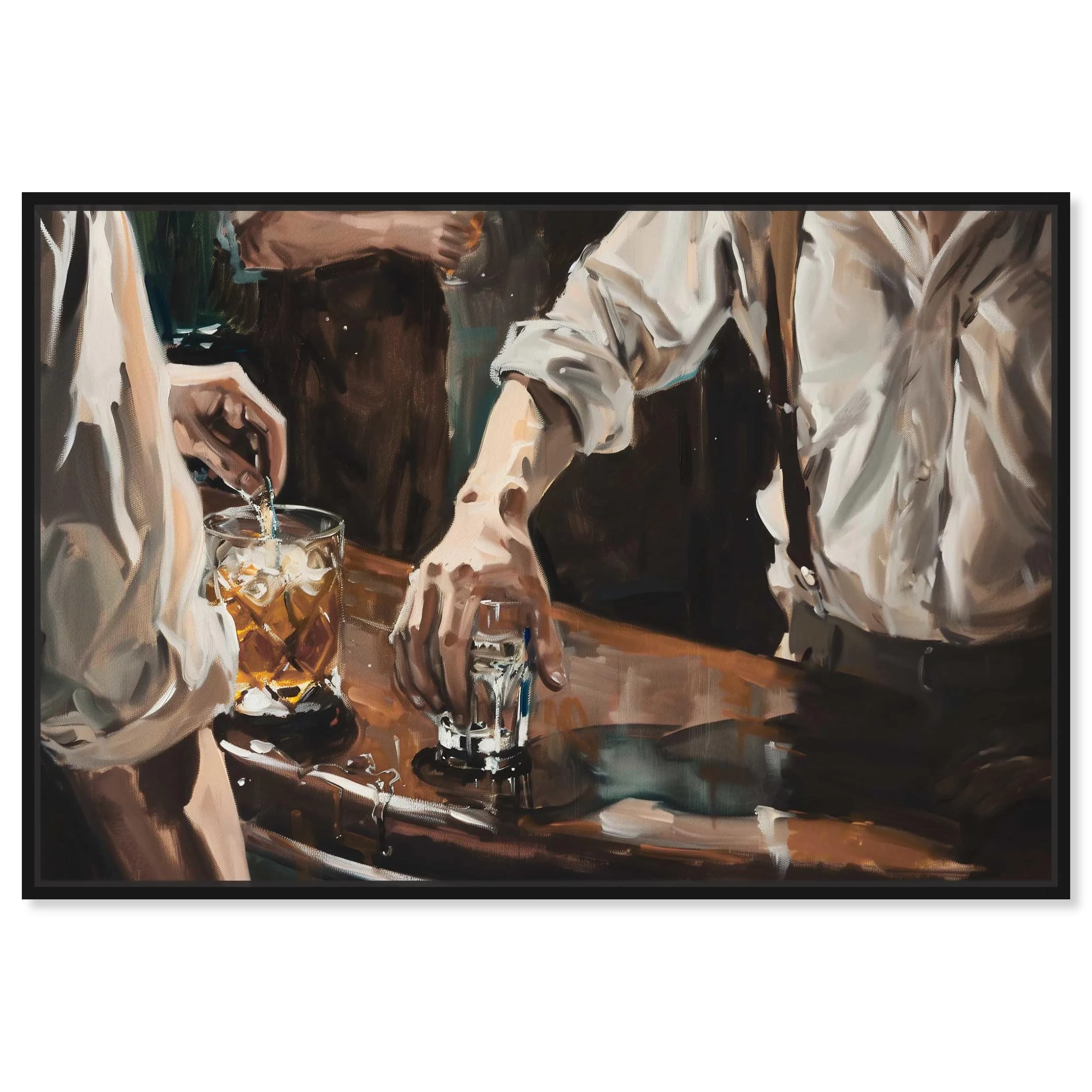 NotoriArt Together For Drinks Framed Wall Art 25" x 37" | Modern Food & Beverages Motif