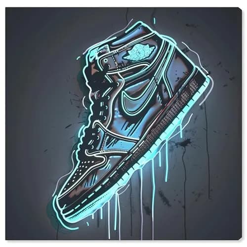 NotoriArt Blue Glow Sneaker Gallery Wrapped Canvas Wall Art 30" x 30" | Modern Fashion thumbnail 1