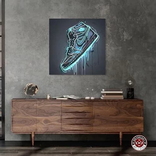 NotoriArt Blue Glow Sneaker Gallery Wrapped Canvas Wall Art 30" x 30" | Modern Fashion thumbnail 2