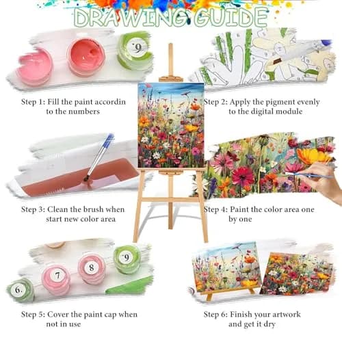 HITIRECOVI Wild Flowers Paint by Numbers Kits for Adults 40x50cm (16x20in) | HD Pre-Printed Canvas & Acrylic Paints thumbnail 6