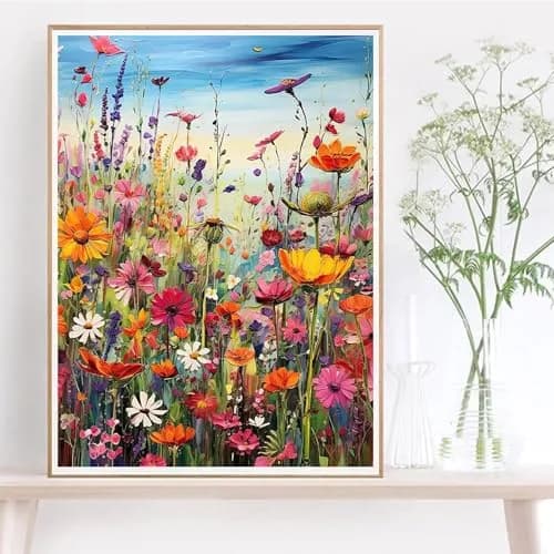HITIRECOVI Wild Flowers Paint by Numbers Kits for Adults 40x50cm (16x20in) | HD Pre-Printed Canvas & Acrylic Paints thumbnail 2