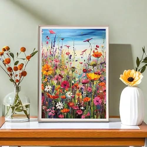 HITIRECOVI Wild Flowers Paint by Numbers Kits for Adults 40x50cm (16x20in) | HD Pre-Printed Canvas & Acrylic Paints thumbnail 3