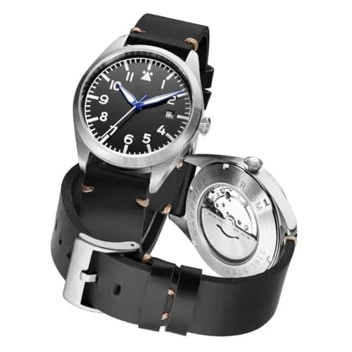 Boyarca Pilot Watch Men's Automatic Mechanical Watch Stainless Steel Leather Luminous Waterproof 40mm | Japan MIYOTA 8215 Movement thumbnail 1