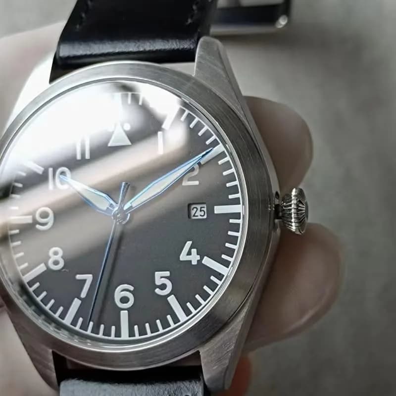 Boyarca Pilot Watch Men's Automatic Mechanical Watch Stainless Steel Leather Luminous Waterproof 40mm | Japan MIYOTA 8215 Movement thumbnail 8