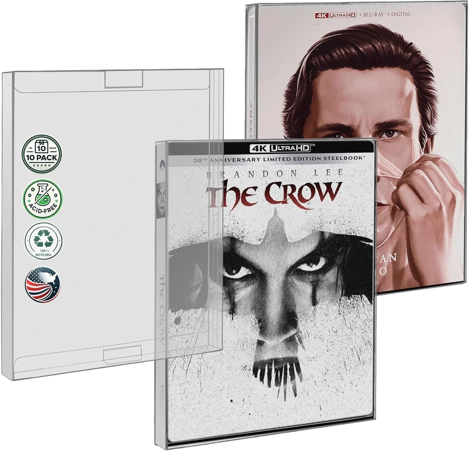 MALKO Steelbook Protectors 10 Pack | Clear, Recyclable, Acid-Free for Blu-Ray & Game Cases