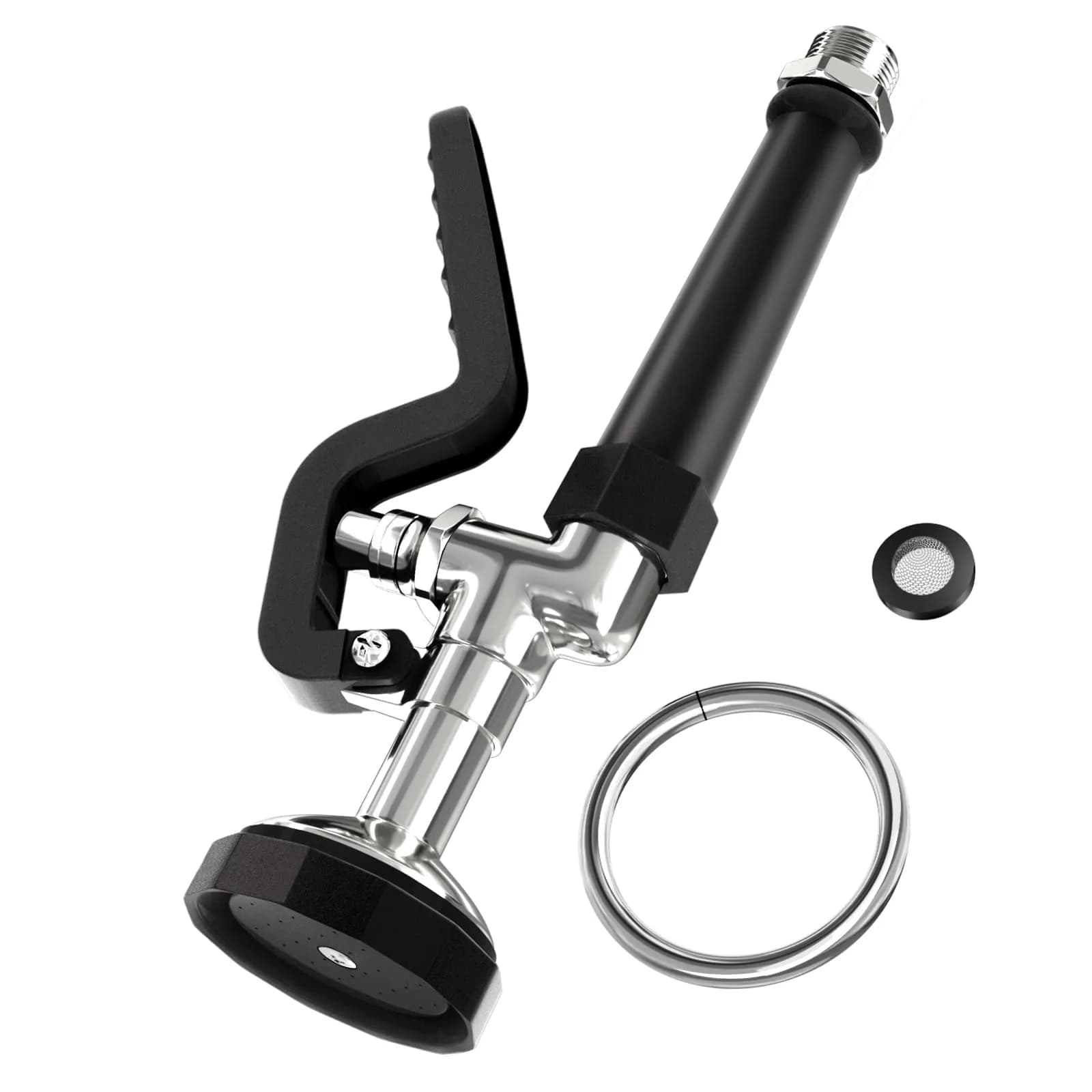 BESTJEEF Commercial Kitchen Faucet Sprayer Head Replacement - High Pressure 1.42 GPM Pull-Down Nozzle | Black Square Sprayer — Black / Square Sprayer