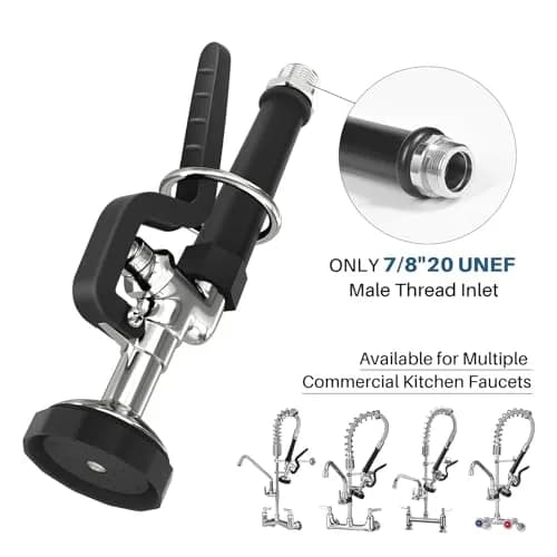 BESTJEEF Commercial Kitchen Faucet Sprayer Head Replacement - High Pressure 1.42 GPM Pull-Down Nozzle | Black Square Sprayer thumbnail 2