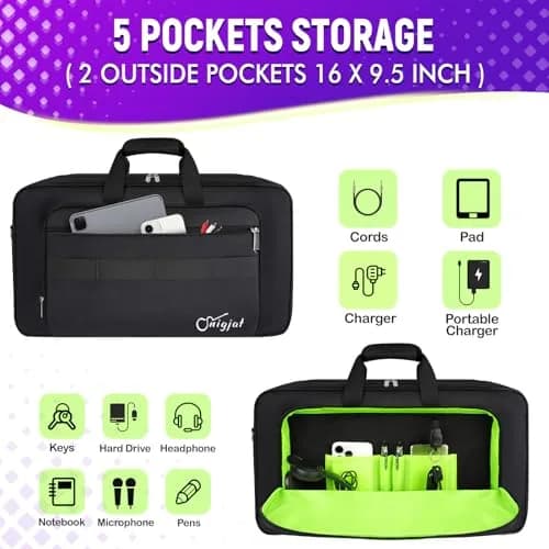 SNIGJAT DJ Controller Case for DDJ FLX4/400/REV1 with 5 Pockets | All Black, Durable & Secure Transport (70-120 chars) thumbnail 4