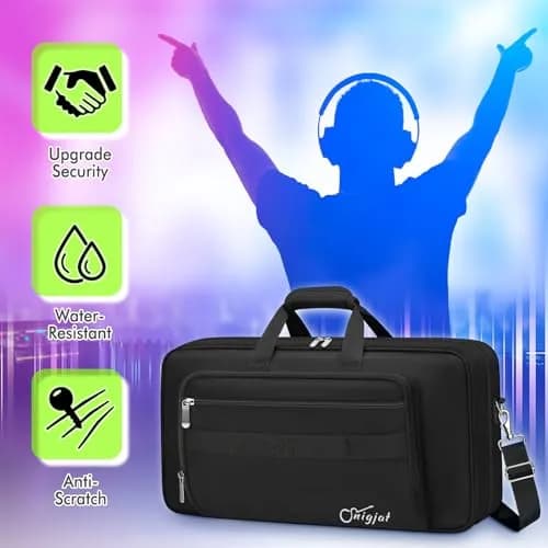 SNIGJAT DJ Controller Case for DDJ FLX4/400/REV1 with 5 Pockets | All Black, Durable & Secure Transport (70-120 chars) thumbnail 5