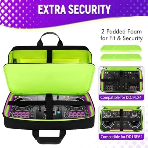 SNIGJAT DJ Controller Case for DDJ FLX4/400/REV1 with 5 Pockets | All Black, Durable & Secure Transport (70-120 chars) thumbnail 3