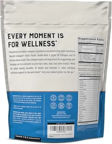 Live Conscious Beyond Collagen Peptides Powder 60 Count (2 Pack) | Hair Skin Nail & Joint Support with 5 Types of Collagen thumbnail 7