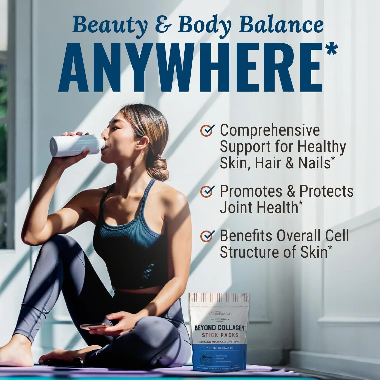 Live Conscious Beyond Collagen Peptides Powder 60 Count (2 Pack) | Hair Skin Nail & Joint Support with 5 Types of Collagen - view 2