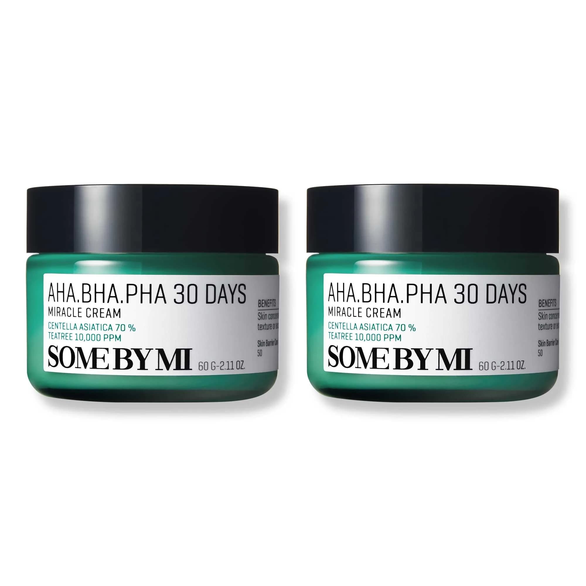 SOME BY MI AHA BHA PHA 30 Days Miracle Cream 60ml (2.02 Fl Oz) Pack of 2 | Clarifying Face Moisturizer for Oily, Combination, Sensitive, Dry, Normal Skin — 4.04 Fl Oz