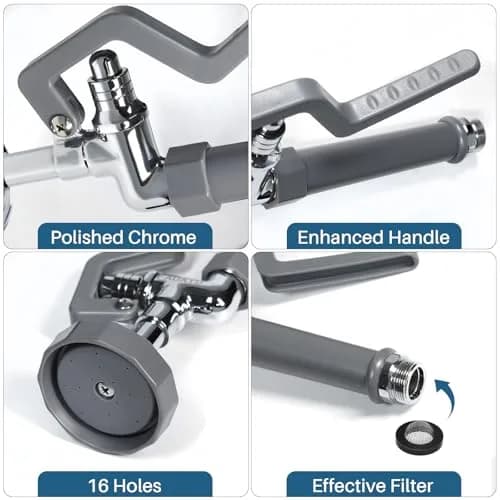 BESTJEEF Pre Rinse Spray Valve for Dishwash | Commercial High Pressure Kitchen Sprayer (70-120 chars) thumbnail 5