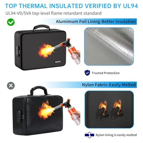 ENGPOW Fireproof Document Box with Lock & 25 Pockets Accordion File Folder, 43.7cm x 32.3cm x 6.5cm (16.1" x 12" x 5.1") | Protects Valuables in Fire & Flood thumbnail 2