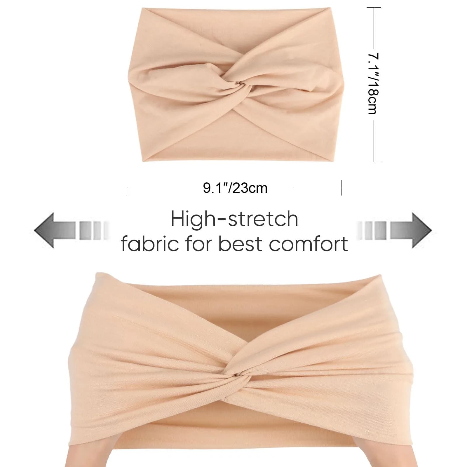 AQOKKA Extra Wide Turban Headbands for Women | 4-Pack Boho Elastic Hairband Accessories - view 2