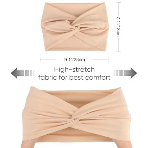 AQOKKA Extra Wide Turban Headbands for Women | 4-Pack Boho Elastic Hairband Accessories thumbnail 2