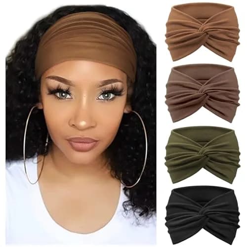 AQOKKA Extra Wide Headbands for Women Large Turban Headband 23cm (9.1") | Non-Slip Boho Elastic Hairband with Twisted Knot thumbnail 1