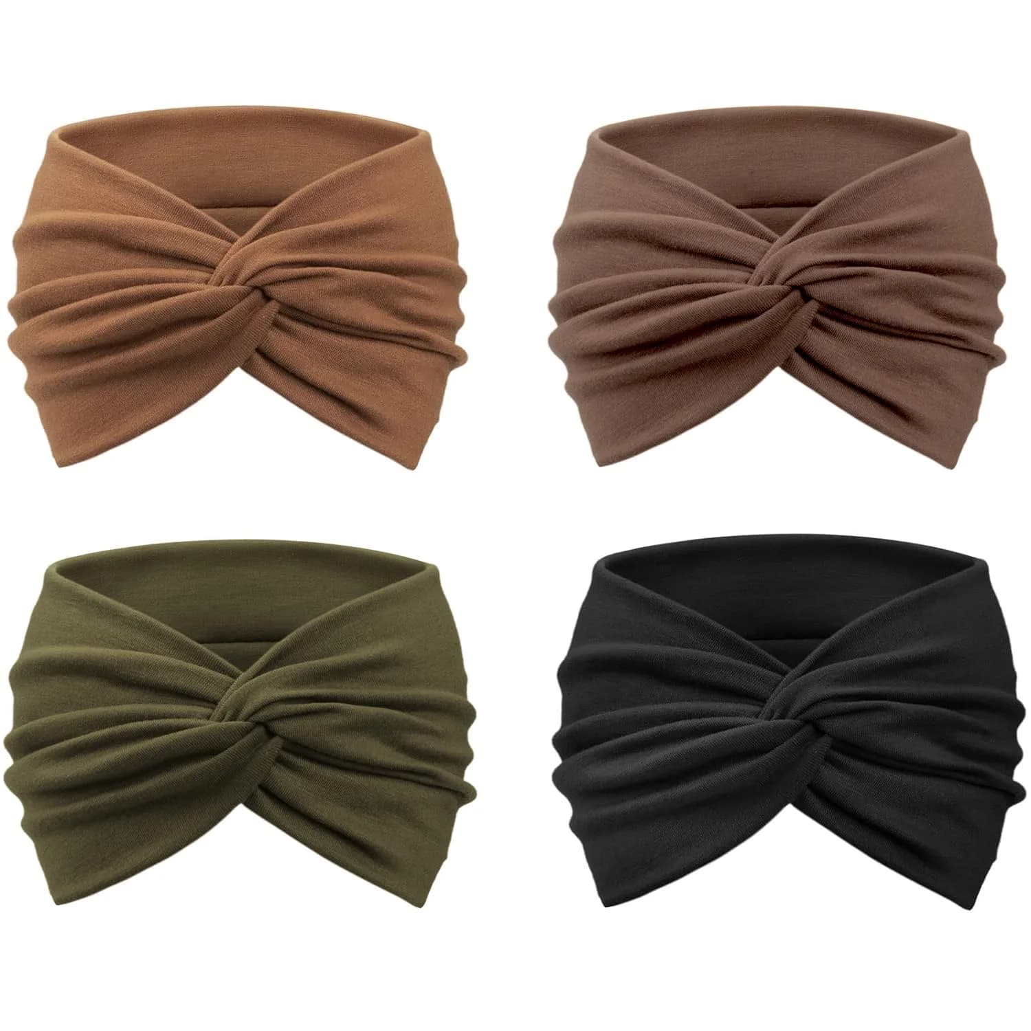 AQOKKA Extra Wide Headbands for Women Large Turban Headband 23cm (9.1") | Non-Slip Boho Elastic Hairband with Twisted Knot - view 3