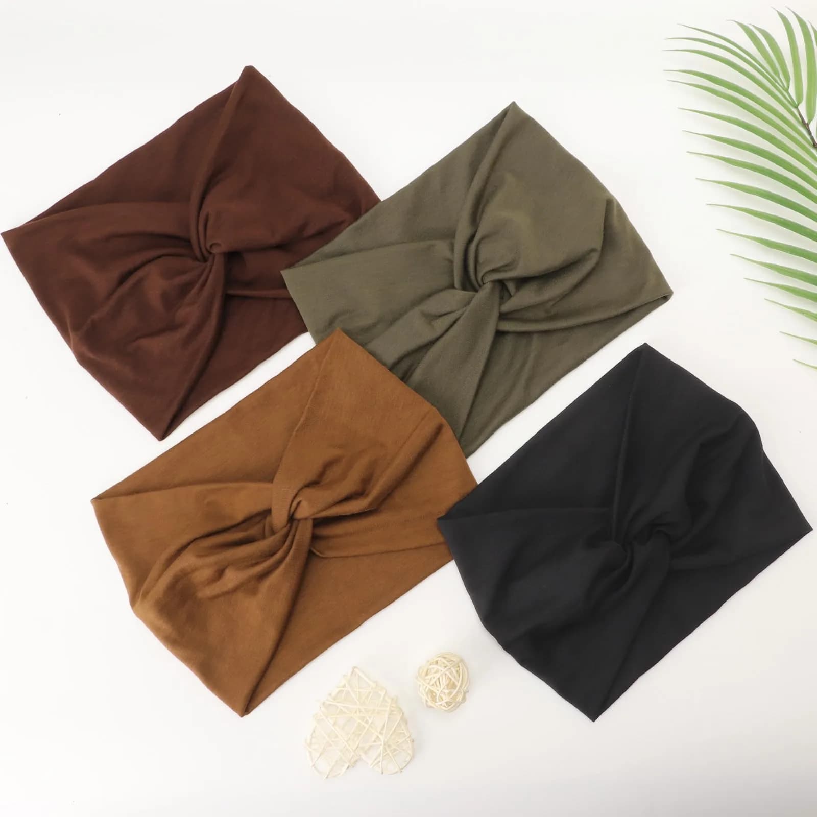AQOKKA Extra Wide Headbands for Women Large Turban Headband 23cm (9.1") | Non-Slip Boho Elastic Hairband with Twisted Knot - view 4