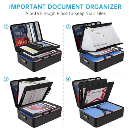 ENGPOW Fireproof Document Box with Lock, 42.29 cm x 32.21 cm x 6.40 cm | UL94-V0/5VA Certified Fire & Water Resistant Soft Case thumbnail 3
