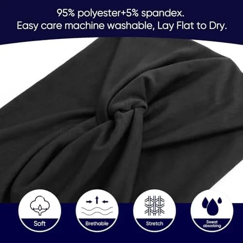 AQOKKA Extra Wide Turban Headbands for Women | 4-Pack Boho Elastic Hairband Accessories thumbnail 3