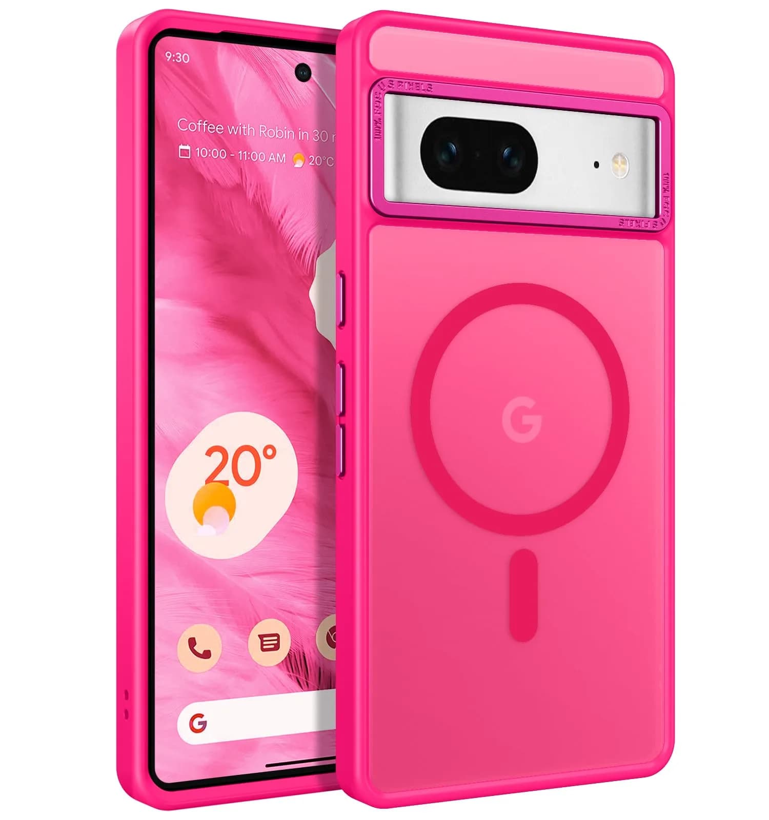 BENTOBEN Hot Pink Translucent Matte Case for Google Pixel 7 6.4" | Magsafe Compatible Slim Shockproof — Hot Pink