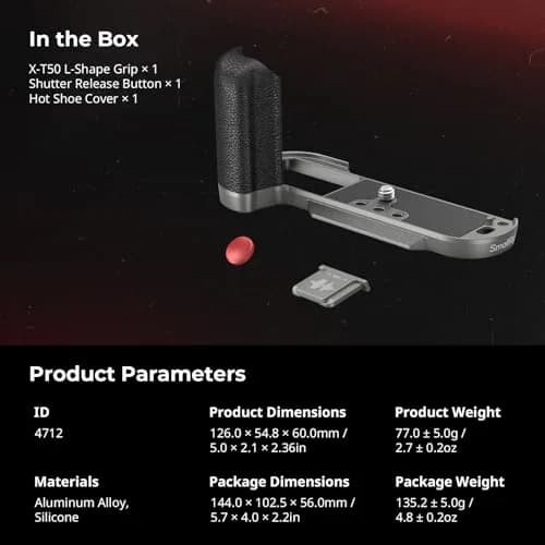 SMALLRIG X-T50 Handgrip Silicone L-Shape Handle for FUJIFILM X-T50 Camera | Arca Quick Release & Shutter Button thumbnail 9