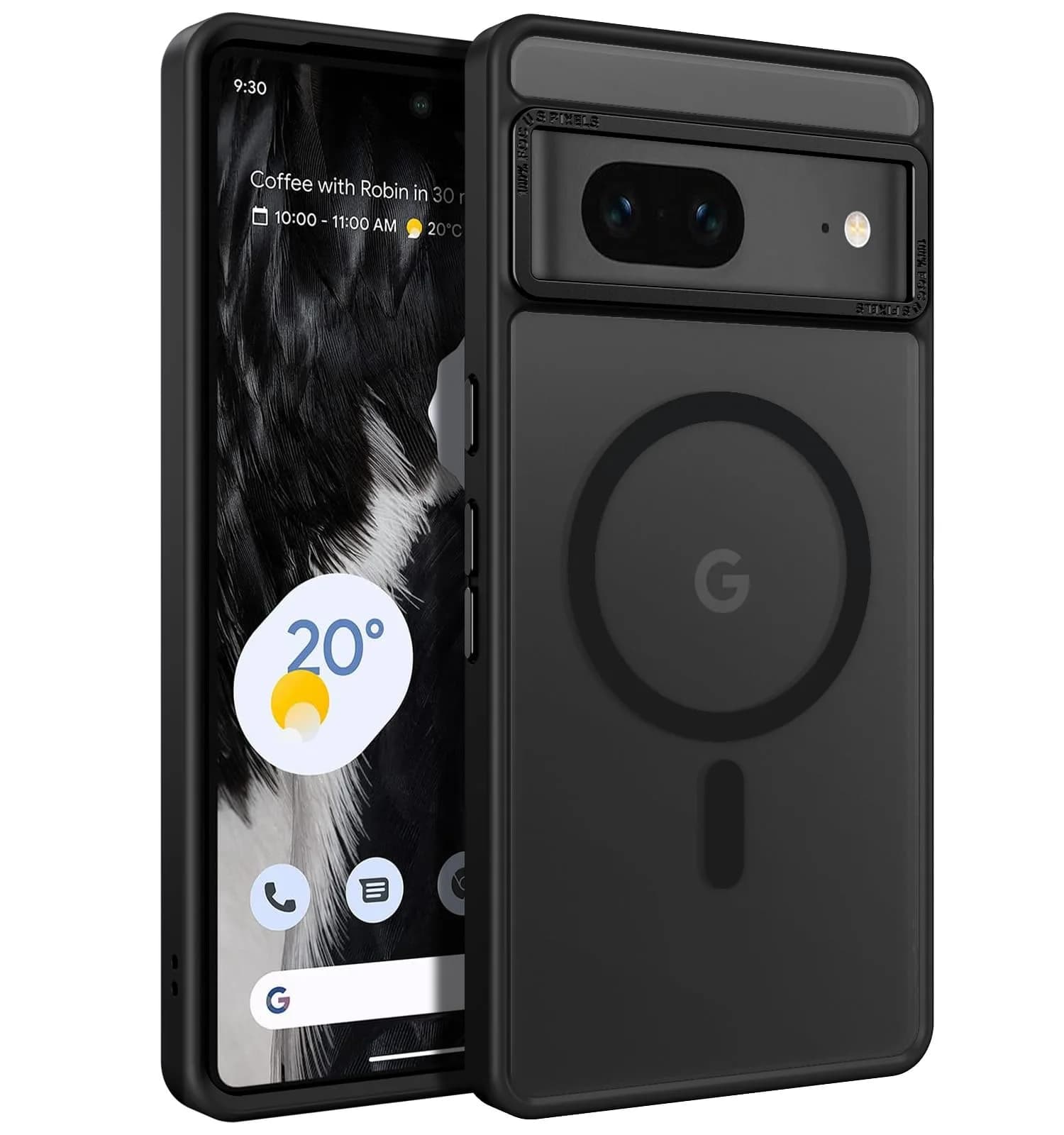 BENTOBEN Translucent Matte Case for Google Pixel 7 6.4" (16.3cm) | Slim Magsafe Compatible Black Protective Cover — Black