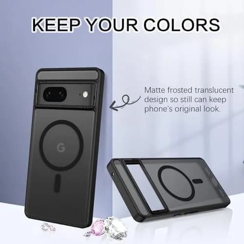 BENTOBEN Translucent Matte Case for Google Pixel 7 6.4" (16.3cm) | Slim Magsafe Compatible Black Protective Cover thumbnail 3