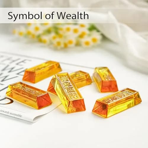 YU FENG 6 Pack Crystal Glass Golden Bar Figurines 6.35cm (2.5 Inch) | Feng Shui Wealth Decor thumbnail 4