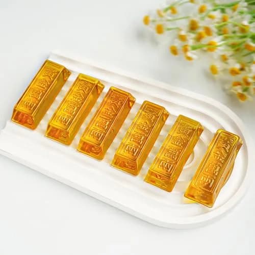 YU FENG 6 Pack Crystal Glass Golden Bar Figurines 6.35cm (2.5 Inch) | Feng Shui Wealth Decor thumbnail 5